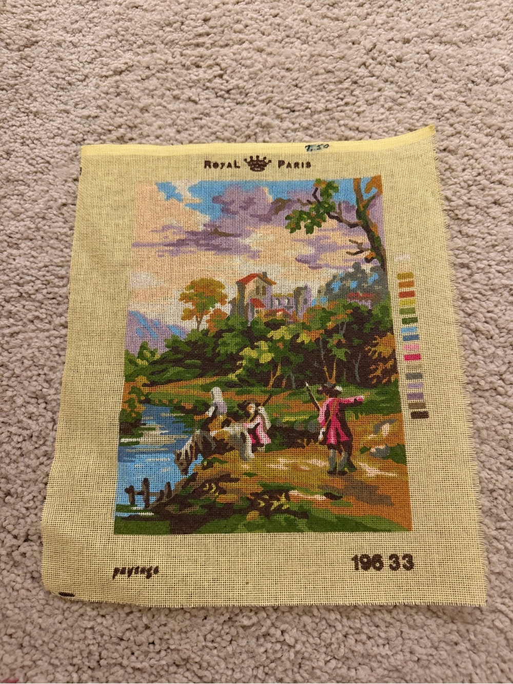 Yellow Tapestry Panel - Scenic Landscape Needlepoint